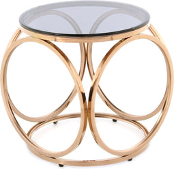 Floraya - Bijzettafel Whitney - Grijs/Rosegoud - 40x40x42 cm (LxBxH) - Maximaal draagvermogen 30KG