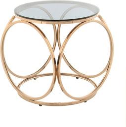 Floraya - Bijzettafel Whitney - Grijs/Rosegoud - 50x50x52 cm (LxBxH) - Maximaal draagvermogen 30KG