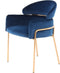 Floraya - Eetkamerstoel Elva - Blauw/Rosegold - 57x58x79cm (LxBxH) - Maximaal draagvermogen 120KG