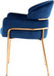 Floraya - Eetkamerstoel Elva - Blauw/Rosegold - 57x58x79cm (LxBxH) - Maximaal draagvermogen 120KG