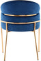Floraya - Eetkamerstoel Elva - Blauw/Rosegold - 57x58x79cm (LxBxH) - Maximaal draagvermogen 120KG