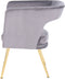 Floraya - Retro Eetkamerstoel Jolene - Grijs / Goud - Velours - met armleuningen - Draagvermogen 150KG