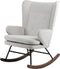 Floraya - Schommelstoel Melorie - Velours - Off White - 65 x 86 x 95 cm (LxBxH) - Belastbaar tot 150KG - Japandi Style