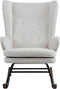 Floraya - Schommelstoel Melorie - Velours - Off White - 65 x 86 x 95 cm (LxBxH) - Belastbaar tot 150KG - Japandi Style