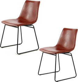 Floraya - Set 2 Eetkamerstoelen Caila - Donkerbruin - 47,5x56x82cm (LxBxH) - Maximaal draagvermogen 150KG