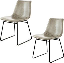 Floraya - Set 2 Eetkamerstoelen Caila - Grijs - 47,5x56x82cm (LxBxH) - Maximaal draagvermogen 150KG