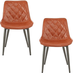 Floraya - Set 2 eetkamerstoelen Cecil - Bruin - 53x60x81,5cm (LxBxH) - Maximaal belastbaar gewicht 150KG