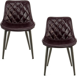 Floraya - Set 2 eetkamerstoelen Cecil - Donkerpaars - 53x60x81,5cm (LxBxH) - Maximaal belastbaar gewicht 150KG