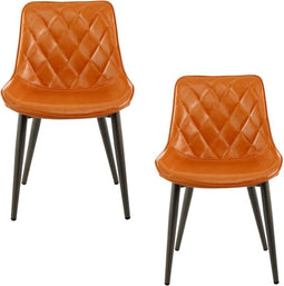 Floraya - Set 2 eetkamerstoelen Cecil - Oranje - 53x60x81,5cm (LxBxH) - Maximaal belastbaar gewicht 150KG