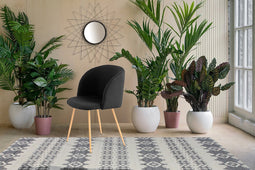 Floraya - Set 2 eetkamerstoelen Celine - 56 x 54 x 84 cm - Zwart - Belastbaar tot 150KG
