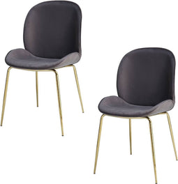 Floraya - Set 2 eetkamerstoelen Charlize - Grijs - 59x47x90cm (LxBxH) - Belastbaar tot 150KG