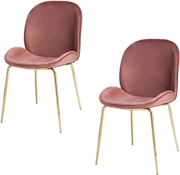 Floraya - Set 2 eetkamerstoelen Charlize - Oudroze - 59x47x90cm (LxBxH) - Belastbaar tot 150KG