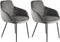 Floraya - Set 2 eetkamerstoelen Cobain - Grijs - Velours - 61x60,5x81 cm (LxBxH) - Maximaal draagvermogen 120KG