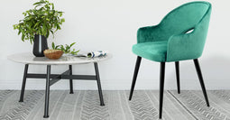 Floraya - Set 2 fluwelen eetkamerstoelen Joris - Groen/Zwart - Draagvermogen 120KG