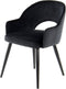 Floraya - Set 2 fluwelen eetkamerstoelen Joris - Zwart/Zwart - Draagvermogen 120KG