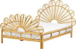 FLORENTINE - Tweepersoonsbed - Lichtbruin - 140 x 200 cm - Rotan