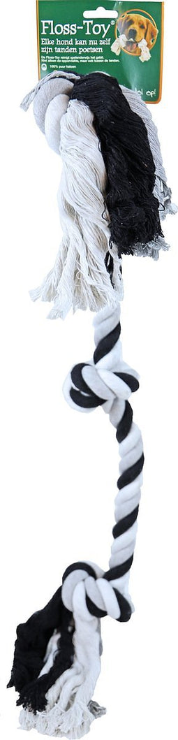 Floss-toy 3-knoop zwart/wit Gigant
