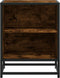 vidaXL - Nachtkastje - 40x31x50 - cm - bewerkt - hout - en - metaal - gerookt - eiken