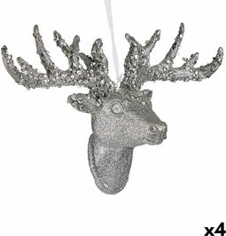 Kerstversiering Kerstrendier Hanger Zilverkleurig 32 cm (4 Stuks)