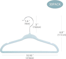 Fluwelen Baby en Kleuter Kleerhangers - Blauw - 30 Stuks - Draaibaar