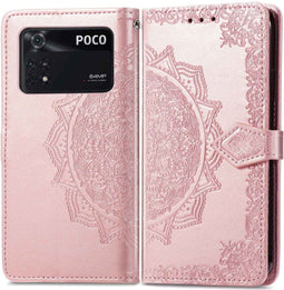 iMoshion Hoesje Geschikt voor Xiaomi Poco M4 Pro 5G Hoesje Met Pasjeshouder - iMoshion Mandala Bookcase - Rosé Goud