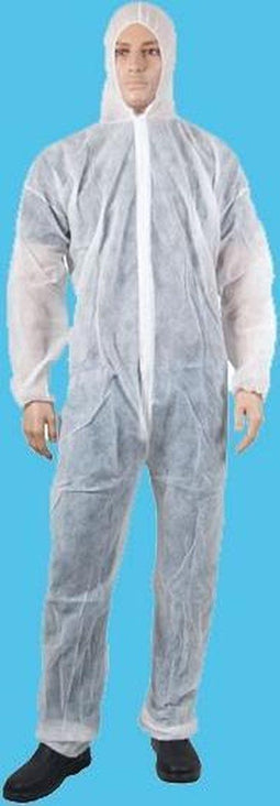Wegwerp Coverall Overall Non woven 35grams Capuchon BESCHIKBAAR PP rits Wit XXL (340061.1)