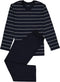 Schiesser Heren Pyjama - Lange broek - V-hals - Donkerblauw - Maat XL