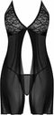 Fly Away Baby Doll & G-String Set - Black - S / M