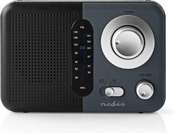 FM-Radio - Draagbaar Model - FM - Batterij Gevoed / Netvoeding - Analoog - 2.4 W - Zwart-Wit Scherm - Koptelefoonoutput - Handgreep - Grijs / Zwart