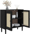 vidaXL - Dressoir - SENJA - 80x35x80 - cm - rattan - look - massief - grenenhout - zwart
