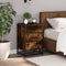 vidaXL - Nachtkastje - 40x34,5x60 - cm - bewerkt - hout - en - metaal - gerookt - eiken