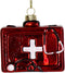 Ornament kerstbal Dokterskoffer Glas Rood 8.2 cm