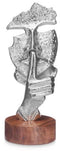 Decoratieve figuren Gezicht Zilverkleurig Hout Metaal 12 x 29 x 11 cm