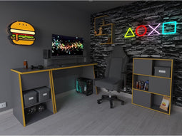 FMD Bijzetkast voor gaming met 2 open vakken 49,4x50x77,7 cm antraciet