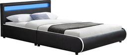Juskys Sevilla - Gestoffeerd bed - 140 x 200 cm - LED Verlichting - Zwart