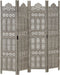 vidaXL - Kamerscherm - 4 - panelen - handgesneden - 160x165 - cm - mangohout - grijs