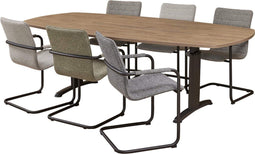 Vergadertafel Work Deens Ovaal 240x120cm frame Antraciet (Ral 7016) blad Logan eiken