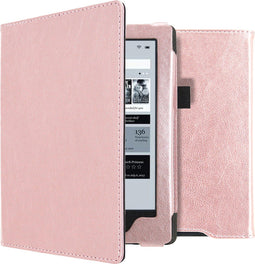 imoshion E-reader Hoesje - Geschikt voor Kobo Aura H2O - Vegan Leather Bookcase - Rosé Goud