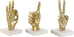 Decoratieve figuren DKD Home Decor Zwart 10 x 10 x 20 cm Loft Handen (3 Stuks)