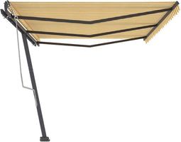 vidaXL - Luifel - vrijstaand - handmatig - uittrekbaar - 600x300 - cm - geel - en - wit