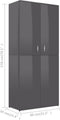 vidaXL - Schoenenkast - 80x39x178 - cm - bewerkt - hout - hoogglans - grijs
