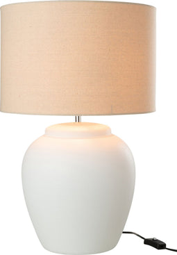 J-Line lamp Meli + kap - keramiek/linnen - wit - large