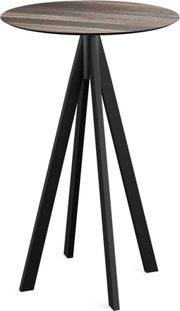 Statafel Tropical Wood Infinity Zwart Frame HPL Ø70cm - Giga Meubel
