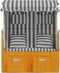 vidaXL - Strandstoel - met - kussens - poly - rattan - en - hout - wit - en - grijs