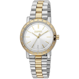 Horloge + Armband - Luna - Two Tone Zilver & Goud - Metalen band roestvrij staal - met ingezette zirkonia steentjes