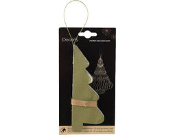 Decoris - Kerstboomfiguur 3D papier - Hoogte 15 cm - Groen
