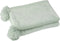 J-Line Plaid Pompom - fleece deken - polyester - licht groen - 170 x 130 cm - woonaccessoires