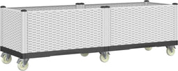 vidaXL - Plantenbak - met - wielen - 160x50x54 - cm - polypropeen - wit