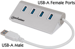 Manhattan 163767 - USB-A Hub - 4x USB 3.2 Gen1 5 Gbps - Wit