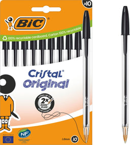 BIC Cristal Original Balpen - Zwart - Doos van 10 - Medium Punt 1,0 mm